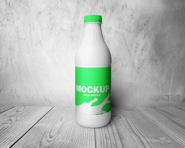 Archivo PSD Gratis mockup de una botella de leche con una etiqueta verde que dice mock milk