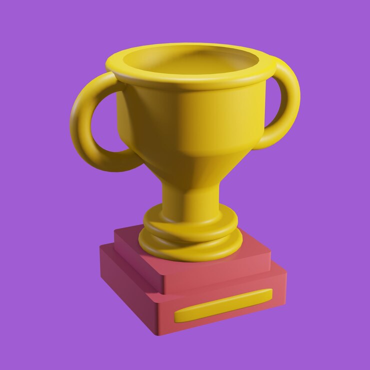 PSD archivo psd gratis render 3d un trofeo amarillo con una base roja