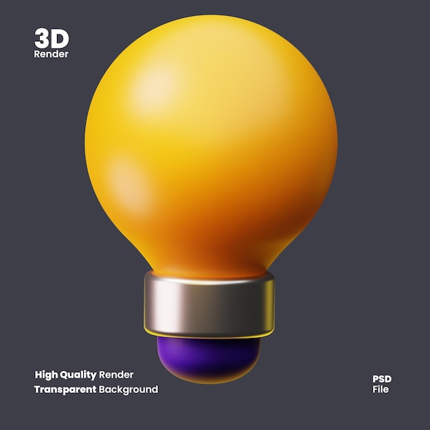 Archivo PSD icono de bombilla 3D