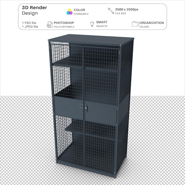 PSD archivo psd de modelado 3d de armario de metal