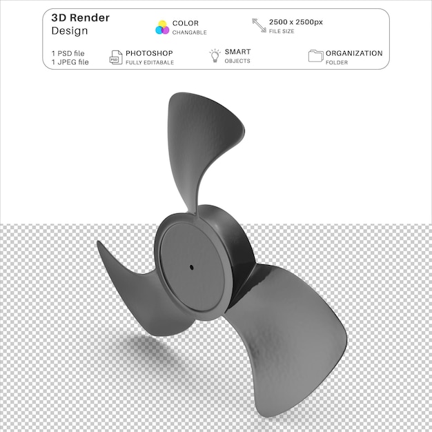 El archivo PSD de modelado 3D de Black Fan Blade