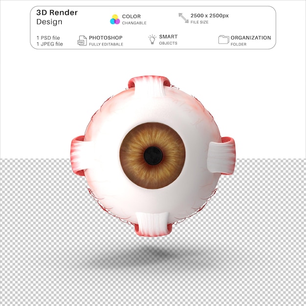 PSD el archivo psd de modelado 3d de la bola del ojo humano