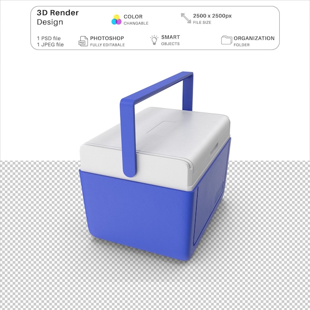 Archivo PSD de modelado 3D de la caja de refrigeración