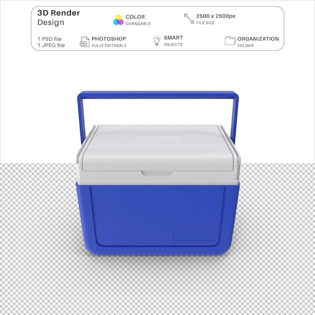 PSD archivo psd de modelado 3d de la caja de refrigeración