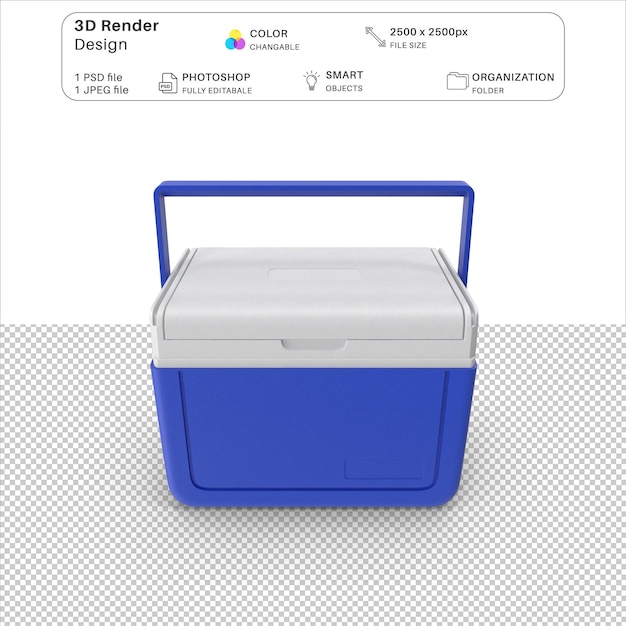 Archivo psd de modelado 3d de la caja de refrigeración