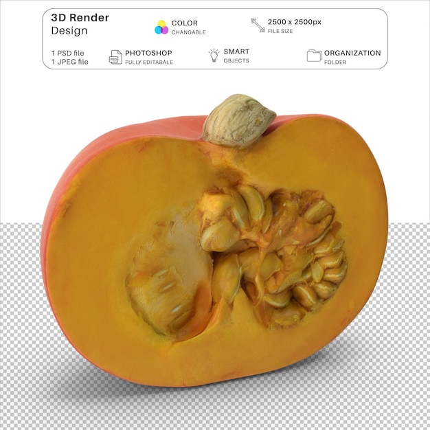 El archivo psd de modelado 3d de la calabaza