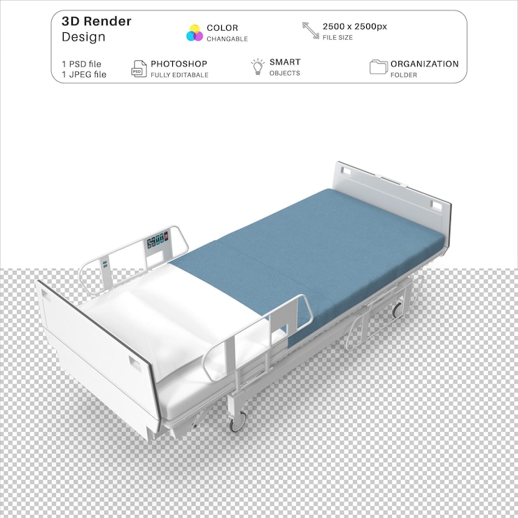 PSD archivo psd de modelado 3d de camas de hospital