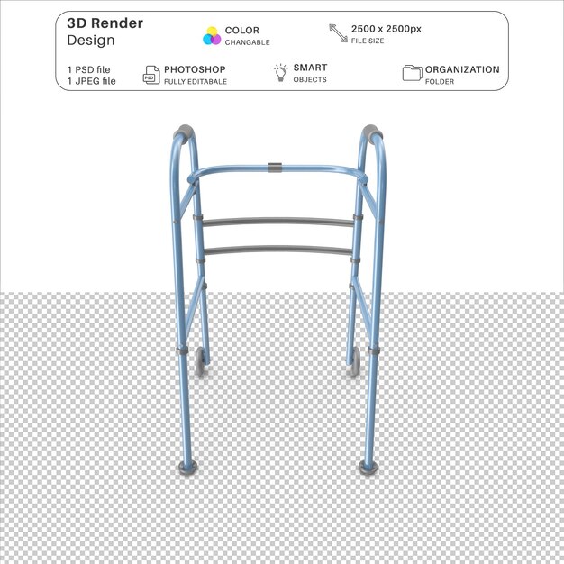 PSD archivo psd de modelado 3d de caminante con ruedas