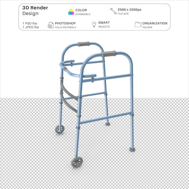 PSD archivo psd de modelado 3d de caminante con ruedas