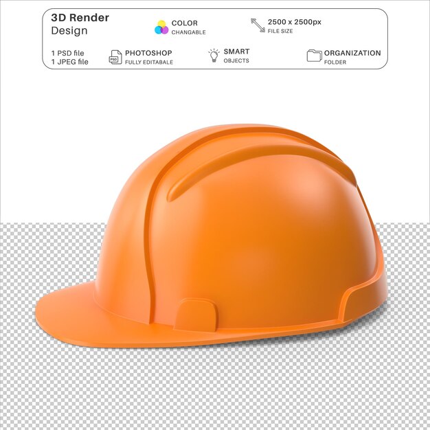 PSD el archivo psd de modelado 3d del casco de seguridad de construcción