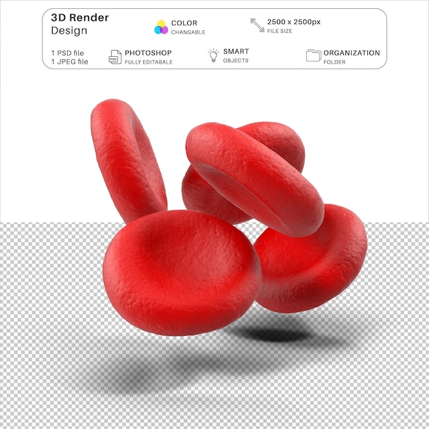 PSD el archivo psd de modelado 3d de las células sanguíneas