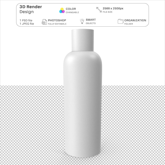 El archivo PSD de modelado 3D de contenedores cosméticos