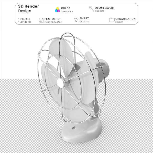 PSD el archivo psd de modelado 3d de dibujos animados de ventilador de refrigeración