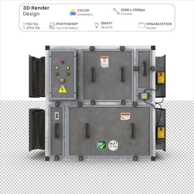 El archivo PSD de modelado 3D de dibujos animados de ventilador de refrigeración