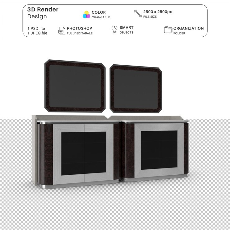 PSD archivo psd de modelado 3d del espejo de la consola