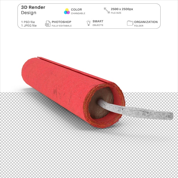 Archivo PSD de modelado 3D de los fuegos artificiales rojos