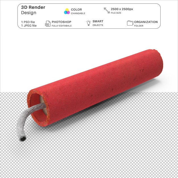 Archivo PSD de modelado 3D de los fuegos artificiales rojos