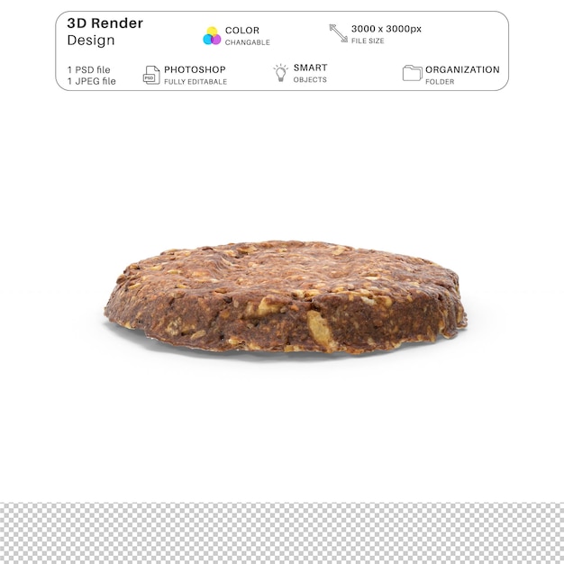 PSD archivo psd de modelado 3d de galletas de avena de chocolate mordidas galletas realistas