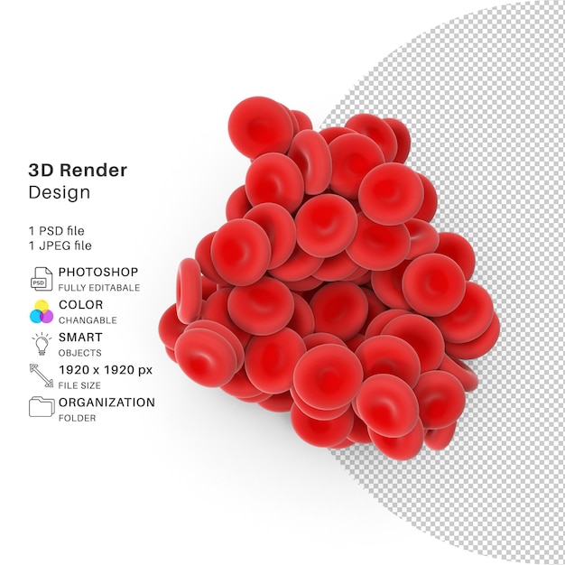 PSD archivo psd de modelado 3d de glóbulos rojos realista