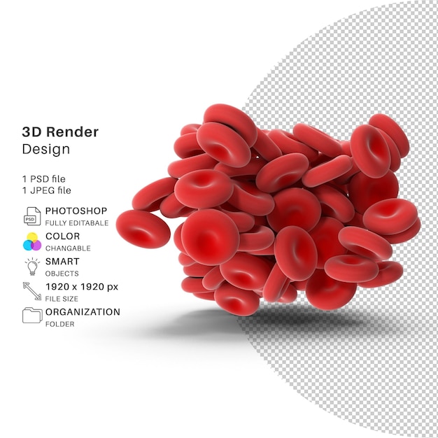 PSD archivo psd de modelado 3d de glóbulos rojos realista