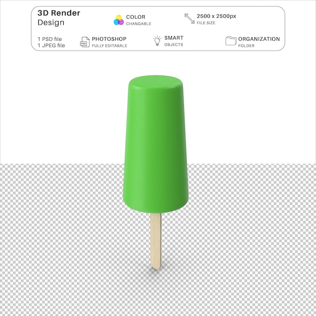 PSD archivo psd de modelado 3d de helado verde