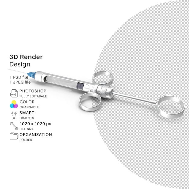 PSD el archivo psd de modelado 3d de jeringas médicas es realista