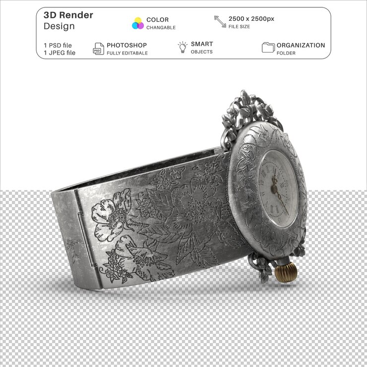 PSD archivo psd de modelado 3d de reloj de muñeca de pulsera