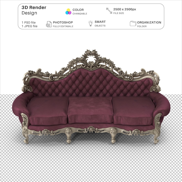 PSD el archivo psd de modelado 3d del sofá