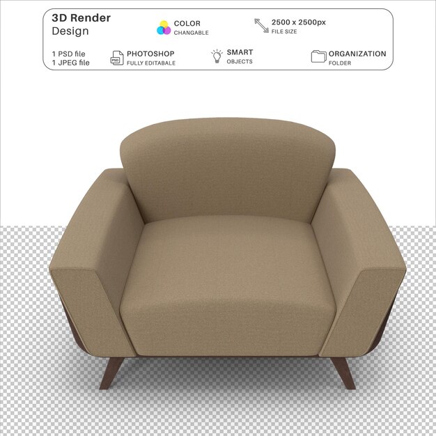 El archivo PSD de modelado 3D del sofá