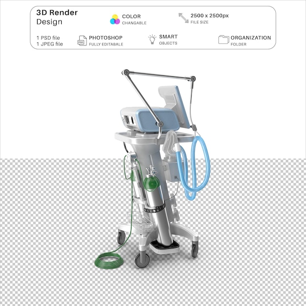 PSD archivo psd de modelado en 3d del ventilador del hospital
