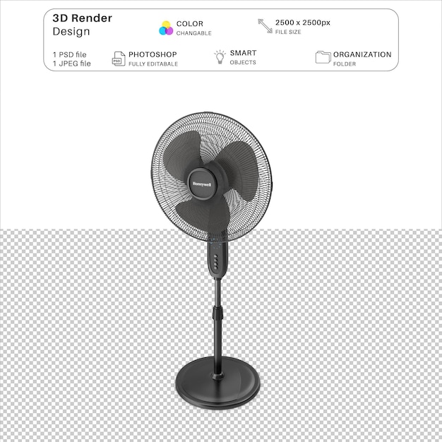 PSD archivo psd de modelado 3d del ventilador de piso