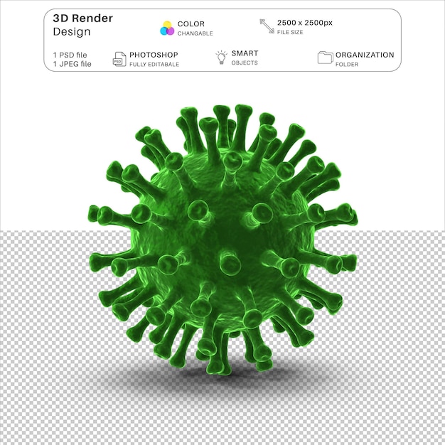 PSD archivo psd de modelado 3d del virus corona covid