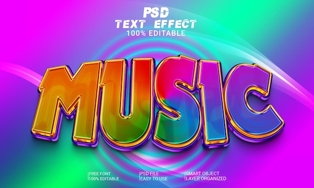 Archivo psd de música con efecto de texto 3d