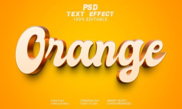 Archivo psd naranja con efecto de texto 3d