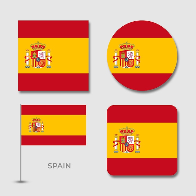 PSD archivo psd de plantilla de diseño de conjunto de banderas nacionales de españa