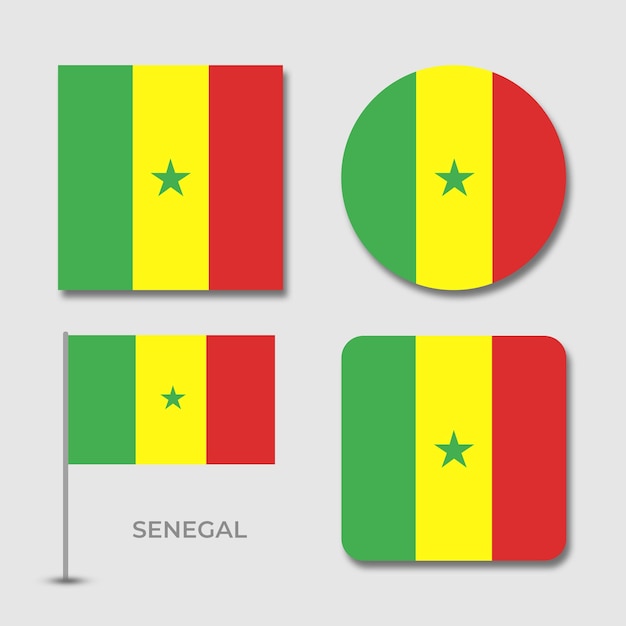 PSD archivo psd de plantilla de diseño de conjunto de banderas nacionales de senegal