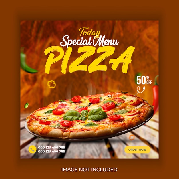 Archivo psd de plantilla de publicación de redes sociales de pizza