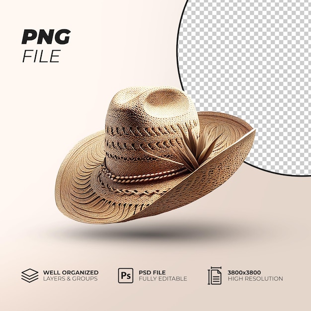 Archivo PSD de sombrero de paja de país 3d