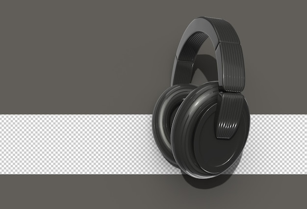 Archivo PSD transparente de auriculares negros de renderizado 3D.