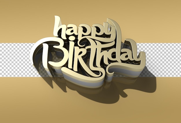 Archivo Psd transparente de texto metálico de feliz cumpleaños 3D