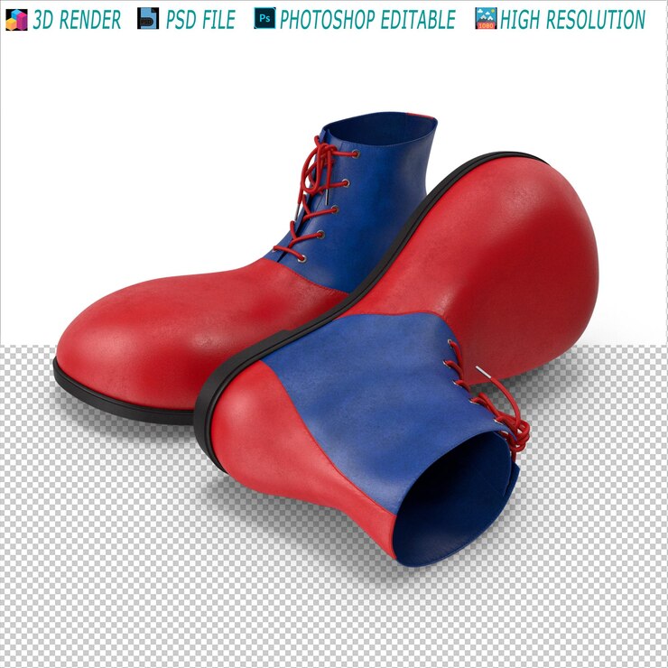 PSD el archivo psd de zapatos de payaso en 3d