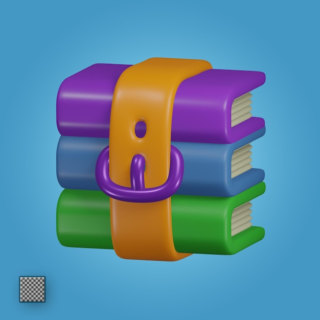 Archivo rar 3d render icono lindo formato de archivo de carpeta de ilustración