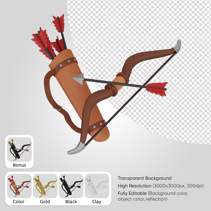 PSD arco 3d con carcaj