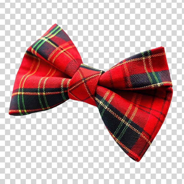 PSD arco de corbata de tartan rojo aislado sobre un fondo transparente