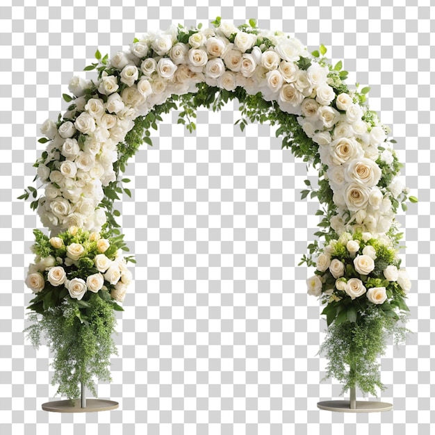 PSD arco de flores de casamento isolado em fundo transparente