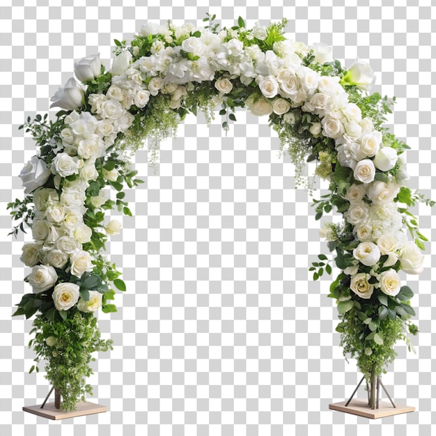 PSD arco de flores de casamento isolado em fundo transparente