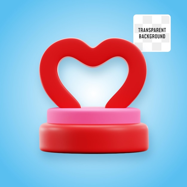 arco en forma de corazón fiesta de bodas podio escenario icono 3D ilustración diseño de render