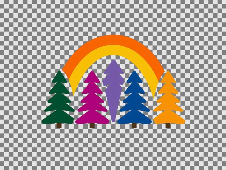 PSD un arco iris y árboles con árboles