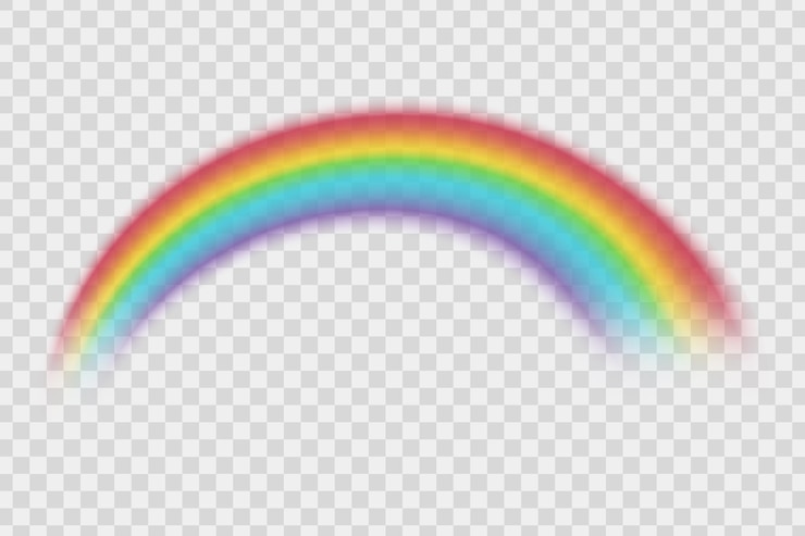 PSD arco-íris colorido isolado em fundo transparente para impressão de clipart de decoração de design e uso na web