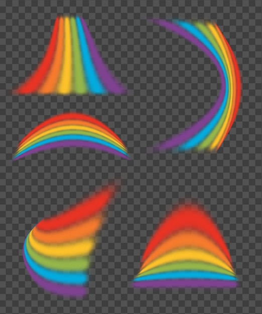 Arco-íris coloridos de diferentes formas e estilos